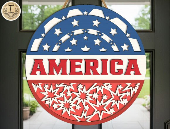 Download Patriotic Round Sign Laser Cut SVG - Sign laser Collection