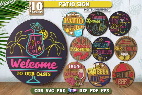 Download Patio Sign Laser Cut Bundle | Porch Sign - Sign laser Collection