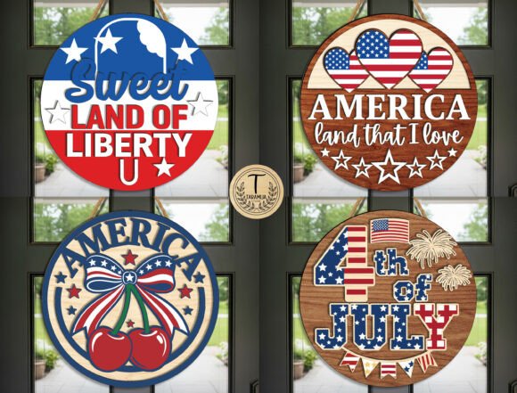 Download Patriotic Door Sign Laser Cut SVG Bundle - Sign laser Collection