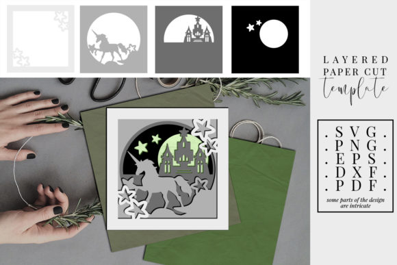 Download Layered Paper Cut Unicorn Castle - Unicorn Collection