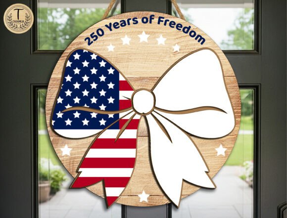 Download Patriotic Bow Door Sign Laser Cut SVG - Sign laser Collection