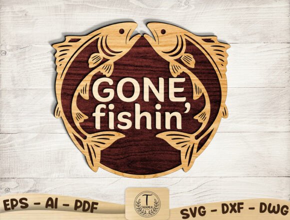 Download Gone Fishing Door Sign Laser Cut File - Sign laser Collection