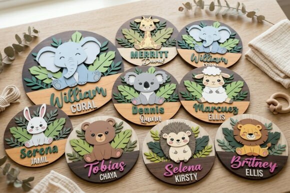 Download Safari Animal Baby Name Sign Laser Cut - Sign laser Collection