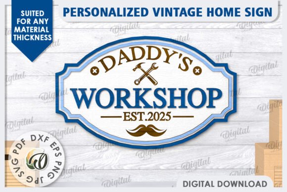 Download Sign LaserCut. Daddy's Workshop Sign SVG - Sign laser Collection