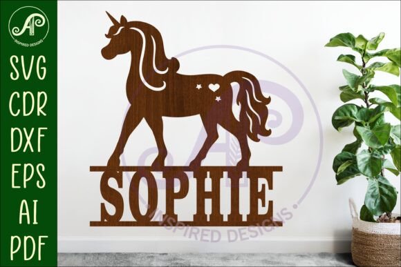 Download Unicorn Name Sign Svg Laser Cut Template - Unicorn Collection