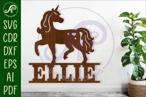 Download Unicorn Name Sign Svg Laser Cut Template - Unicorn Collection