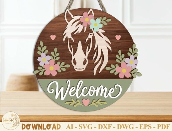 Download Horse Welcome Sign Laser Cut File SVG - Sign laser Collection