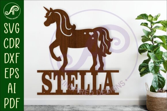 Download Unicorn Name Sign Svg Laser Cut Template - Unicorn Collection