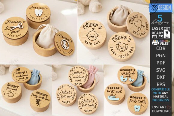 Download Baby Keepsake Memory Boxes Laser Cut Set - Baby Collection