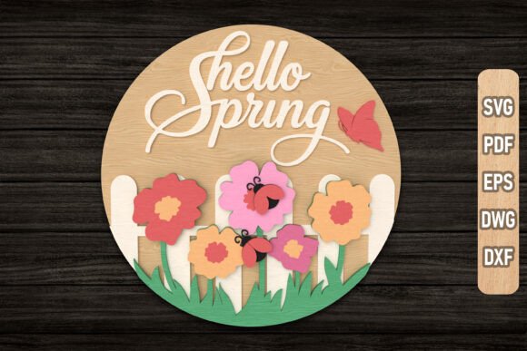 Download Hello Spring Flower Sign Laser Cut - Sign laser Collection