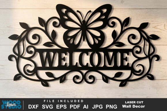Download Butterfly Welcome Sign Laser Cut SVG - Sign laser Collection