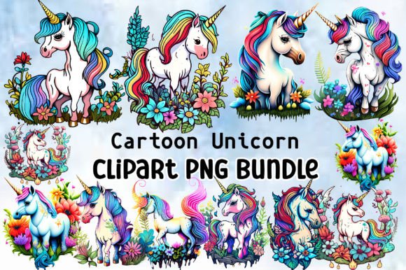 Download Cartoon Unicorn Clipart PNG Bundle - Unicorn Collection