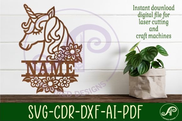 Download Unicorn Name Sign Svg Laser Cut Template - Unicorn Collection