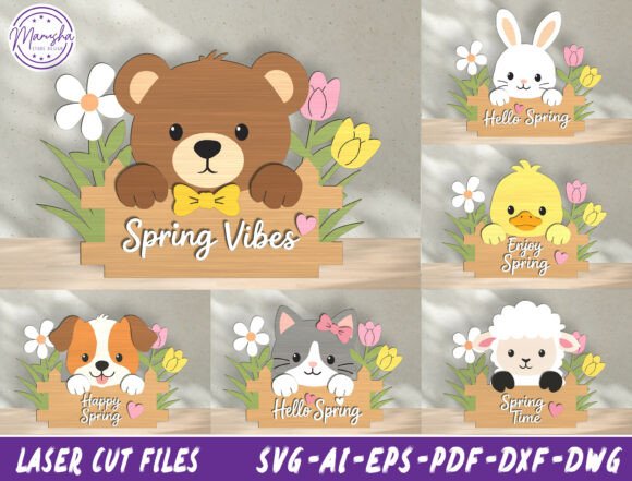 Download Spring Animal Sign Laser Cut SVG Bundle - Sign laser Collection