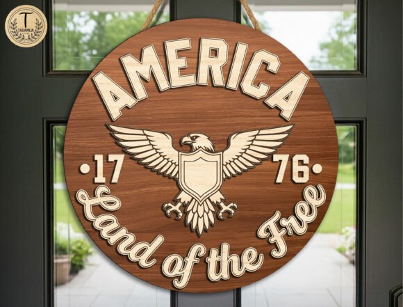 Download Patriotic Eagle Door Sign Laser Cut SVG - Sign laser Collection