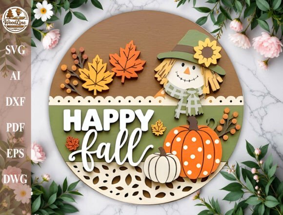 Download Happy Fall Door Sign Laser Cut File SVG - Sign laser Collection