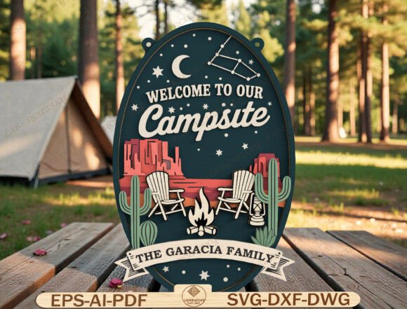 Download Campsite Family Sign Laser Cut File - Sign laser Collection