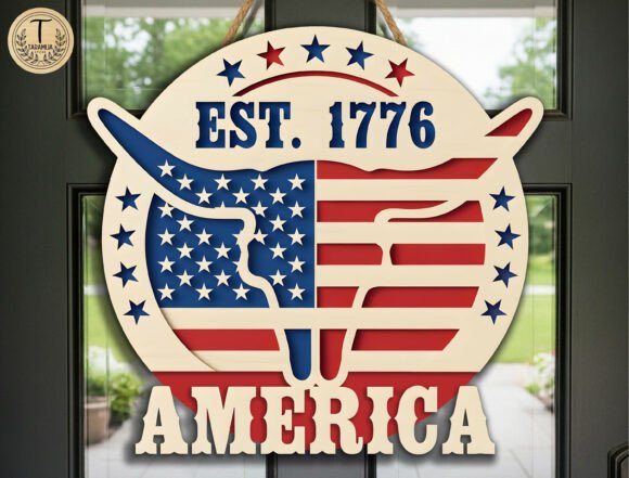 Download Western Patriotic Door Sign Lasercut SVG - Sign laser Collection