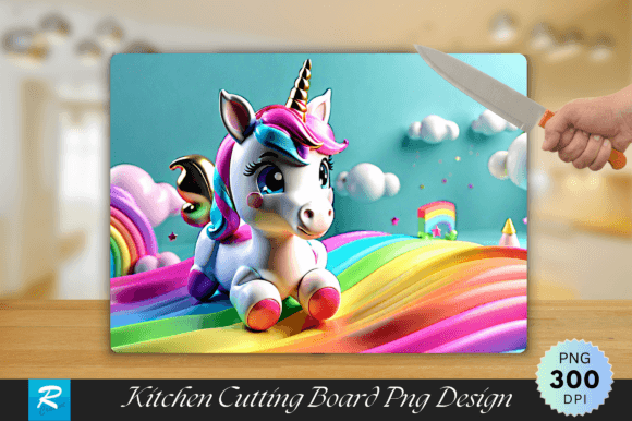Download 3D Cute Unicorn Cutting Board PNG Design - Unicorn Collection