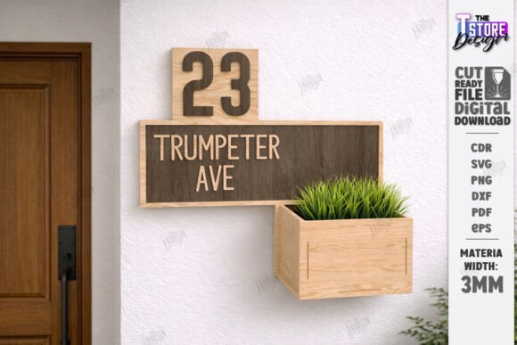 Download Modern House Number Sign Laser Cut | CNC - Sign laser Collection