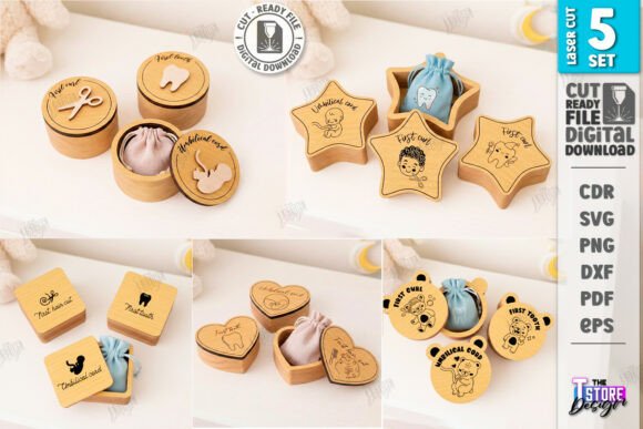 Download Baby Keepsake Memory Boxes Laser Cut Set - Baby Collection