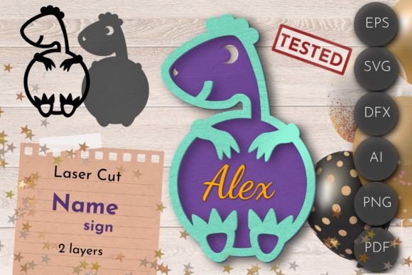 Download Name Sign Laser Cut File, Dinosaur Svg - Sign laser Collection