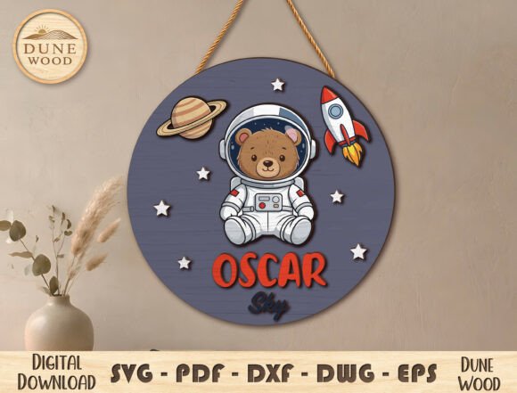 Download Space Bear Name Sign Laser Cut File - Sign laser Collection