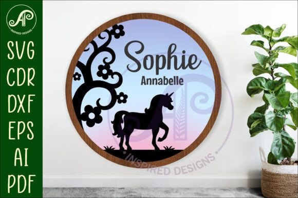 Download Unicorn Layered Personalized Name Sign - Unicorn Collection