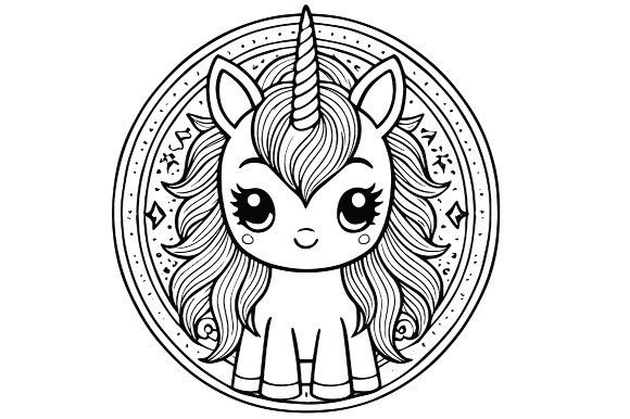 Download Cartoon Unicorn Cute Mandala Drawing - Unicorn Collection