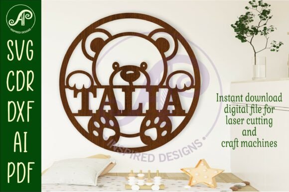 Download Cute Teddy Bear Name Sign Design Laser - Sign laser Collection