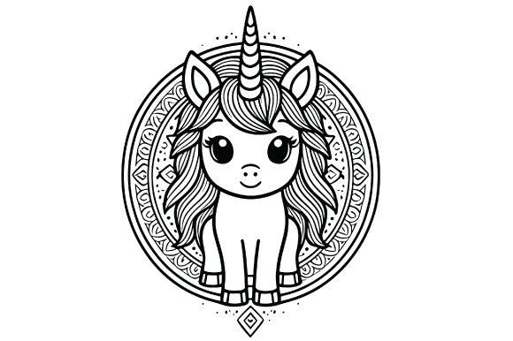 Download Cartoon Unicorn Cute Mandala - Unicorn Collection