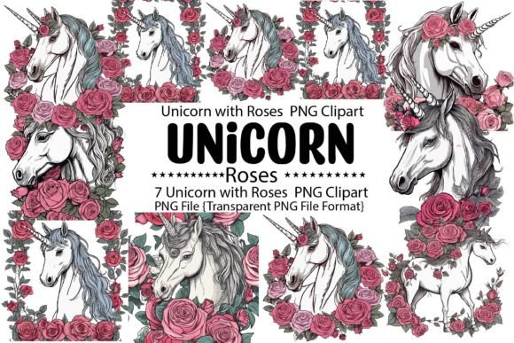 Download Unicorn with Roses PNG Bundle - Unicorn Collection