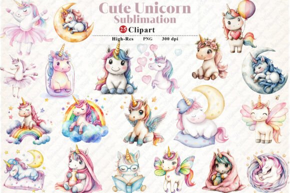 Download Watercolor Cute Unicorn Clipart - Unicorn Collection