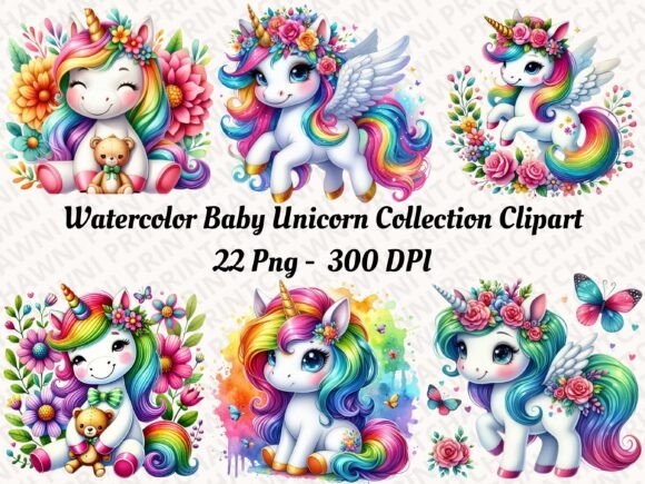 Download Cute Baby Unicorn Collection Clipart PNG - Unicorn Collection
