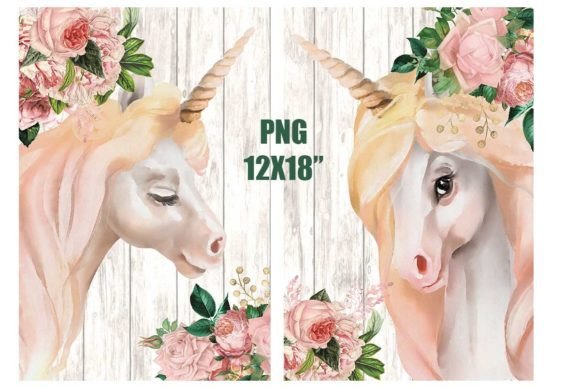 Download Unicorn Wall Art on Wood with Flowers - Unicorn Collection