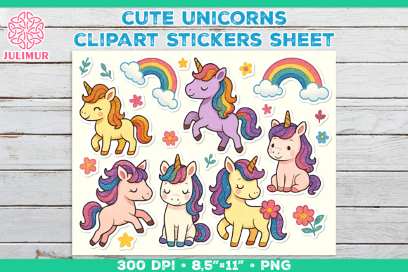 Download Cute Cartoon Unicorn Printable Stickers - Unicorn Collection