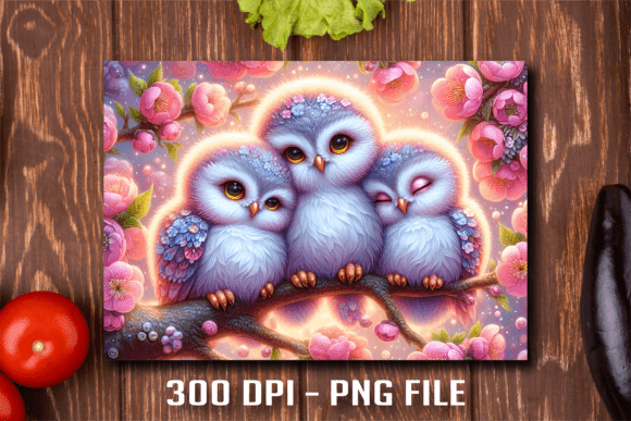 Download Three Cute Baby Owls Cutting Board Png - Baby Collection