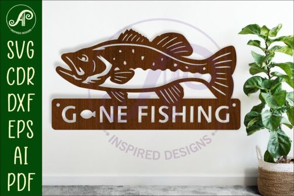 Download Gone Fishing Wall Sign Design Laser Cut - Sign laser Collection