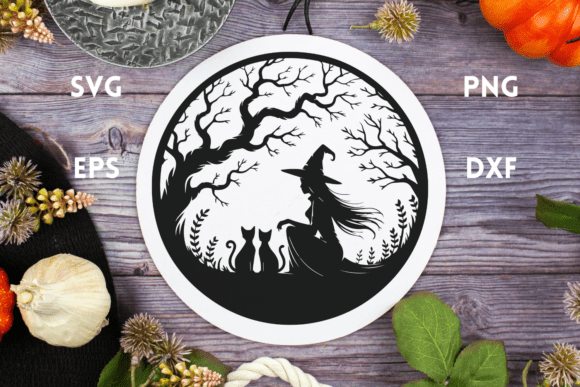 Download Witch with Cats SVG - Round Porch Sign - Round porch sign Collection