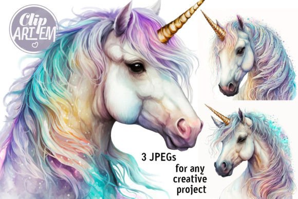 Download White Rainbow Unicorn Wall Art JPEG Set - Unicorn Collection