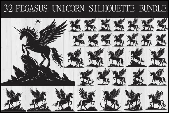 Download Pegasus Unicorn Silhouette Bundle - Unicorn Collection